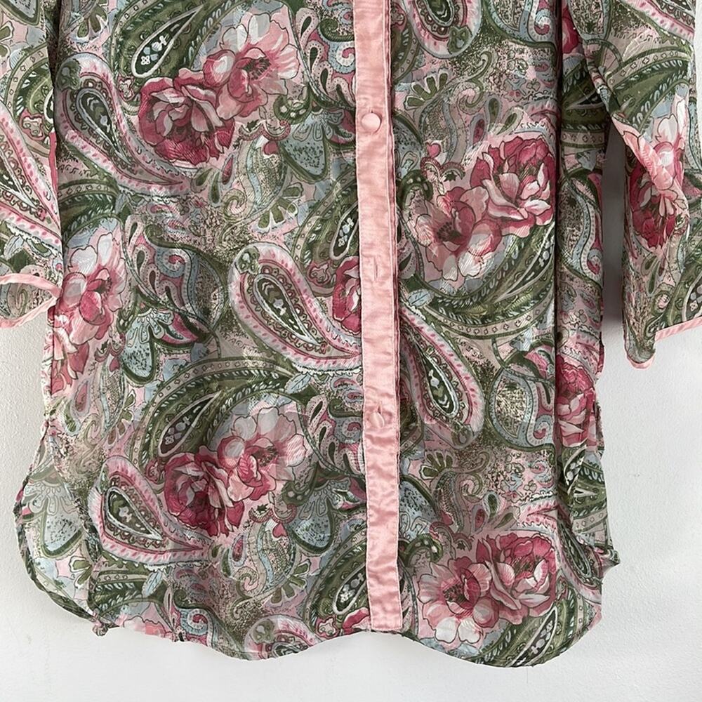 Vintage Victoria’s Secret Gold Label paisley rose print sheer button up pajamas - Picture 3 of 6